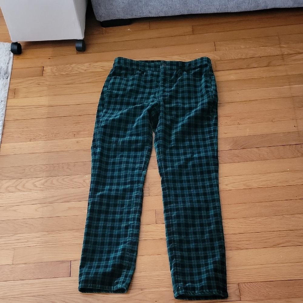 Talbots Teal Velveteen Straight Leg Pants - Picture 2 of 5